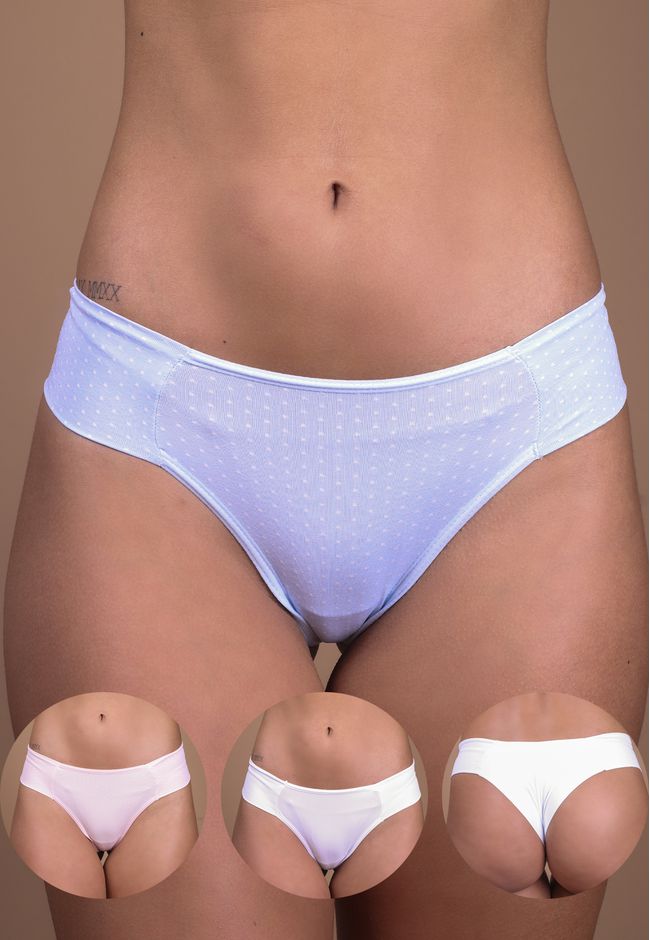 Kit 3 Fios Poá Rosa, Poá Azul e Branca em Microfib... - FRELITH