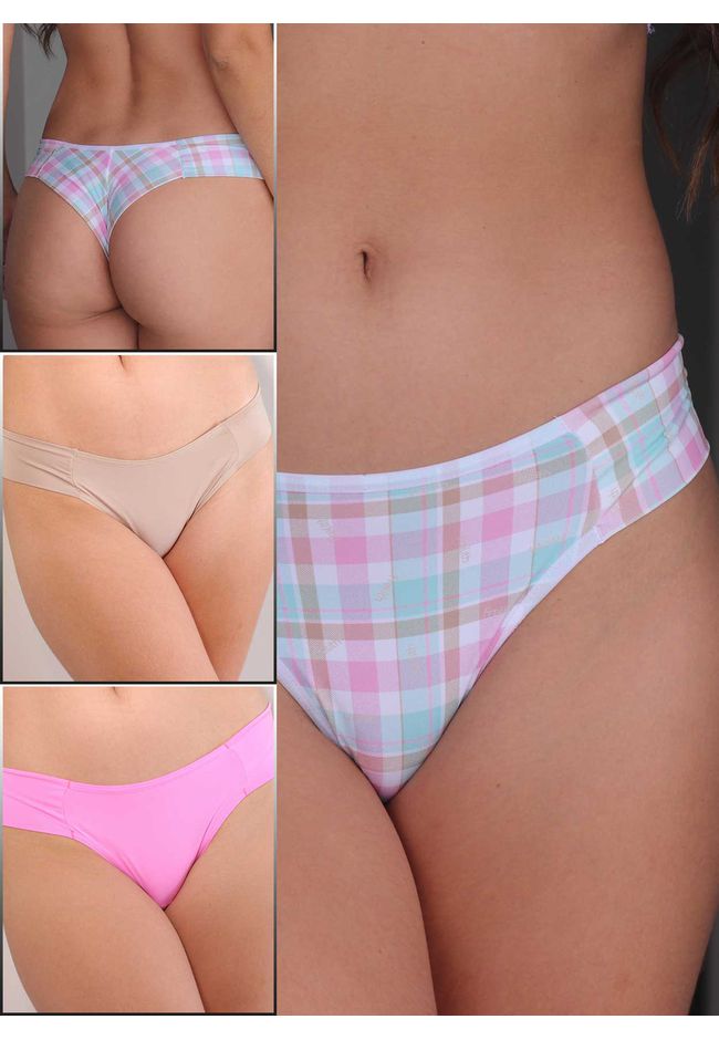 Kit 3 Fios Xadrez Pink Chocolate Exclusivo em Micr... - FRELITH