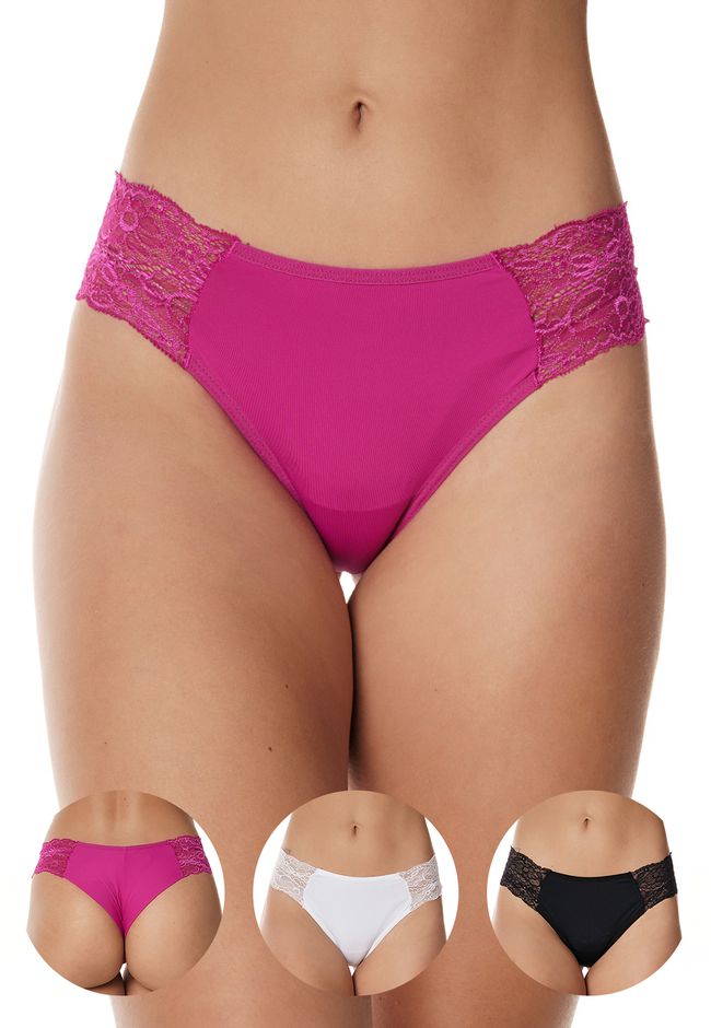 Kit 3 Fios Frelith em Microfibra e Renda Branco Pr... - FRELITH