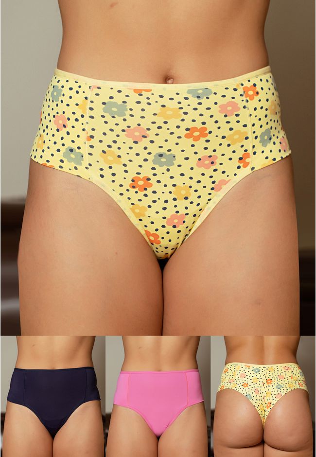 Kit 3 Fios Frelith Floral poá, marinho e rosa - ES... - FRELITH