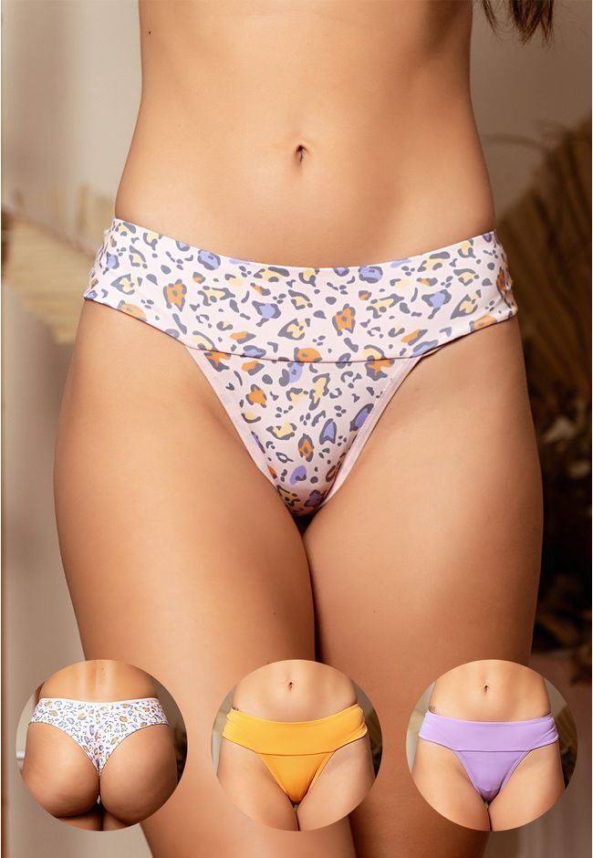 Kit 3 Fios Frelith Onça Laranja e Lilás - ESTAMPAD... - FRELITH