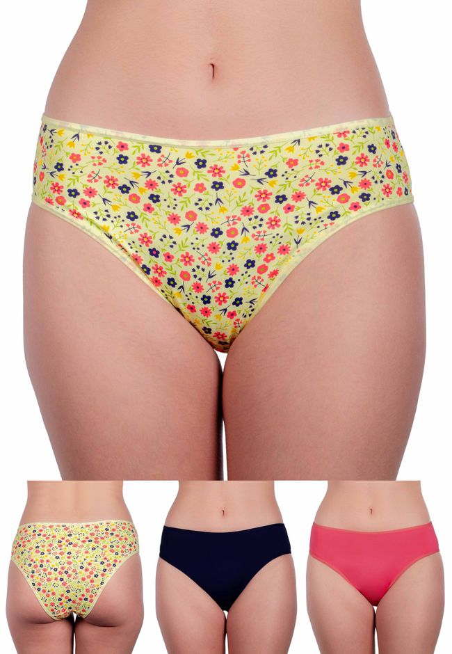 Kit 3 Calcinhas Leah Frelith Floral, Marinho e Pin... - FRELITH