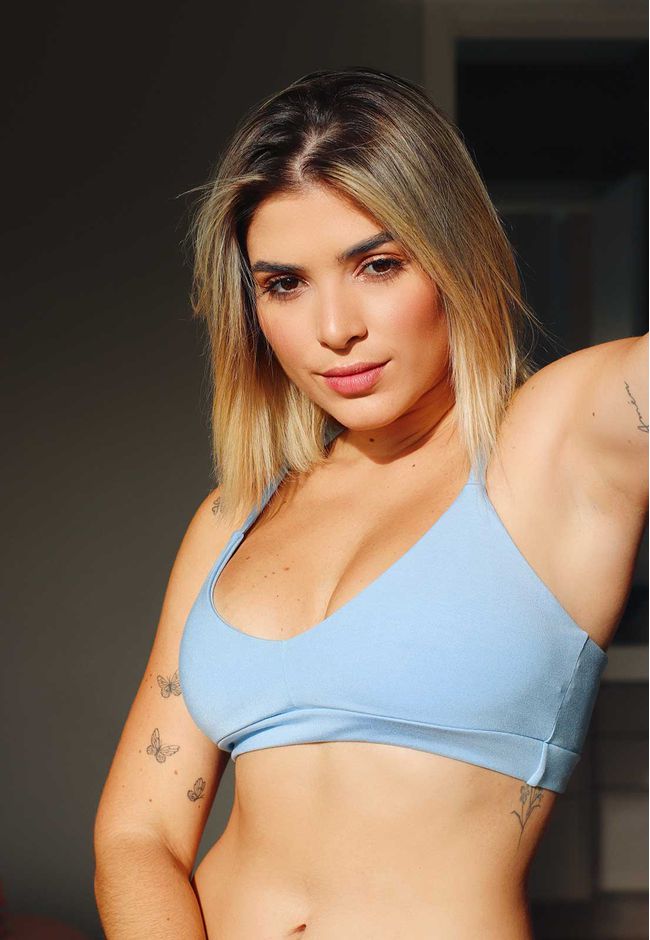 Sutiã Top V Básico em Modal Power - AZUL CLARO - FRELITH