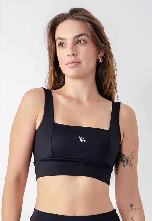 Top Fitness Frelith Quadrado - PRETO - FRELITH