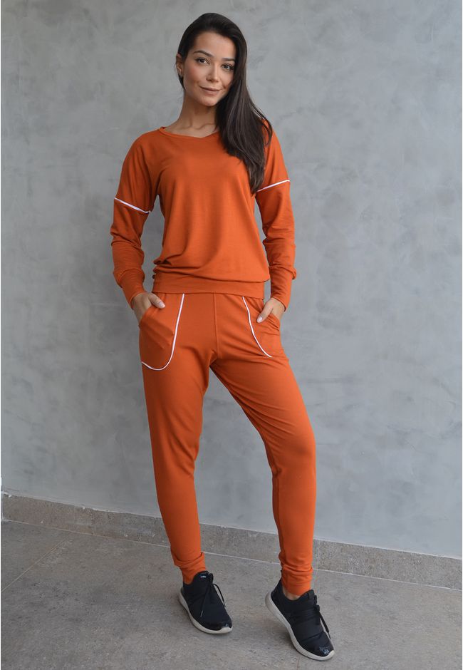 Conjunto Frelith Com Filetes em Moletinho - LARANJ... - FRELITH