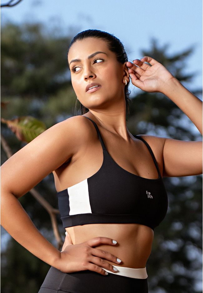 Top Fitness Frelith Faixas Laterais - PRETO - FRELITH