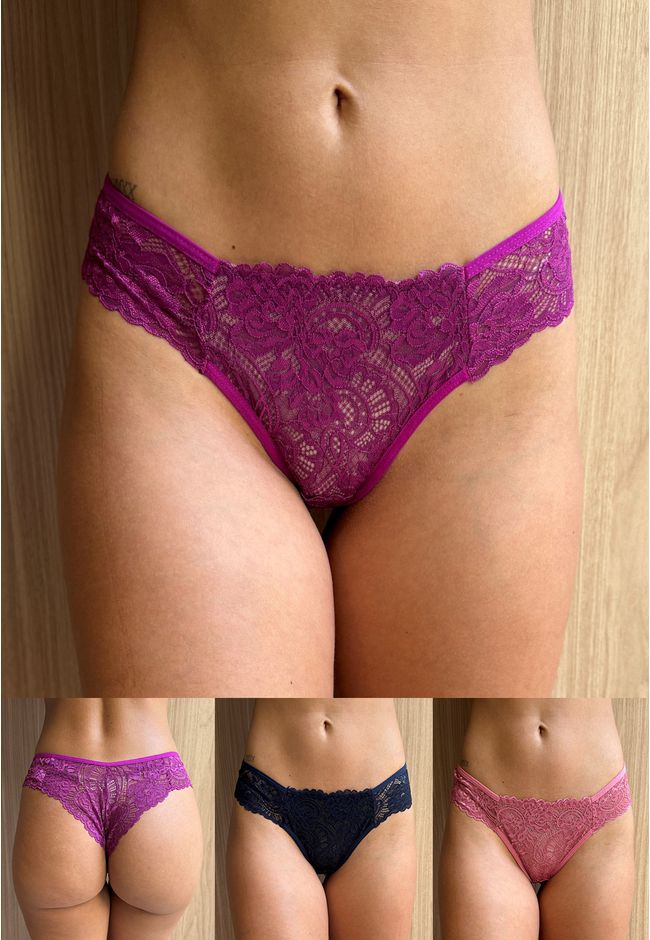 Kit 3 Fios Frelith em Renda Roxo Marinho e Rose Es... - FRELITH