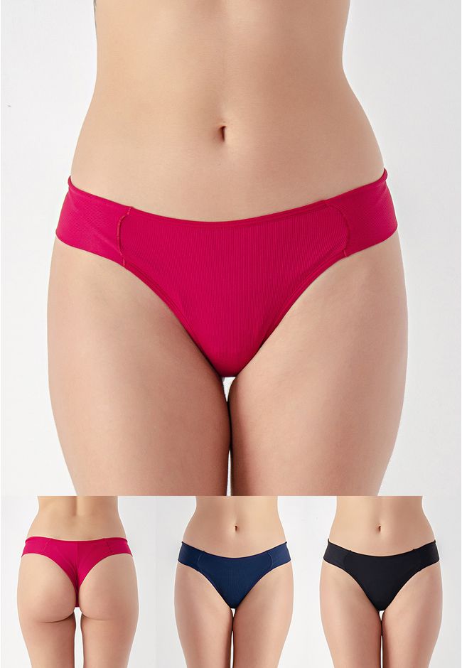 Kit 3 Calcinhas Emily Frelith Marinho, Marsala e P... - FRELITH