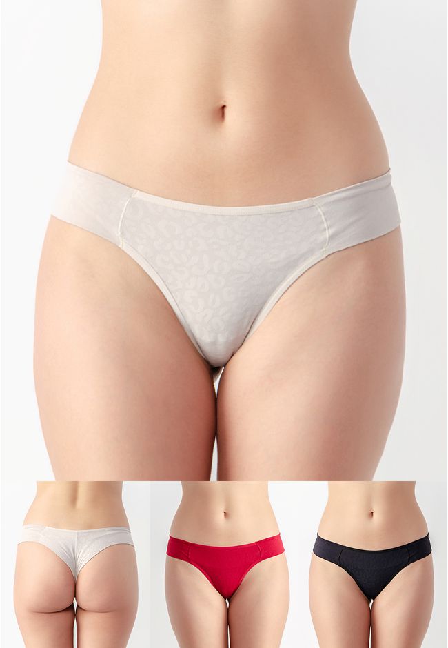 Kit 3 Calcinhas Emily Frelith Base, Preto e Vermel... - FRELITH