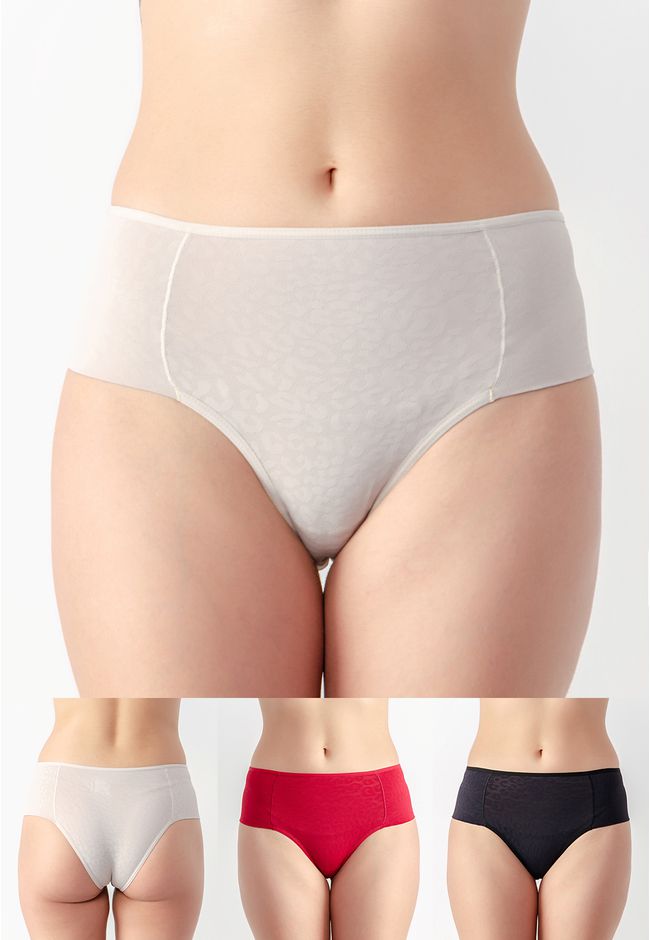 Kit 3 Calcinhas Luara Frelith Base, Preto e Vermel... - FRELITH