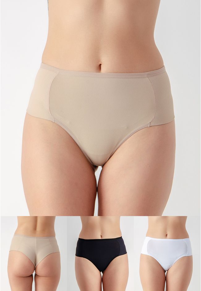 Kit 3 Calcinhas Maya Frelith Básicos Canelado - DI... - FRELITH