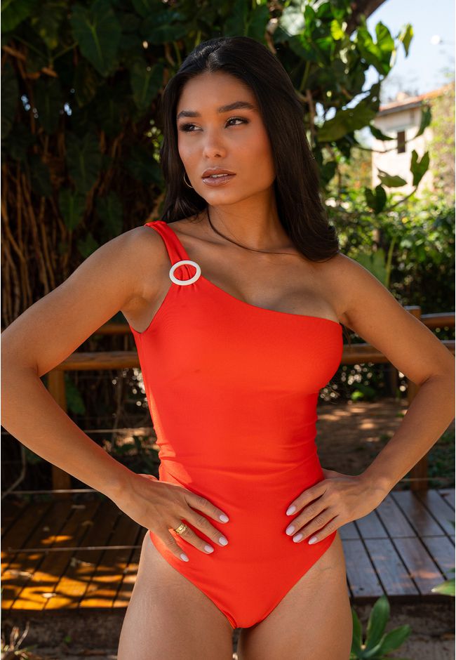 Maiô Frelith Nula Manga Brilho - LARANJA ESCURO - FRELITH