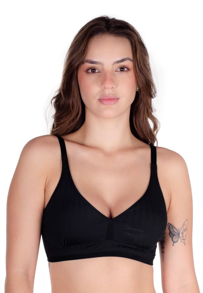 SUTIÃ DEC V MCF CANELADA - PRETO - FRELITH