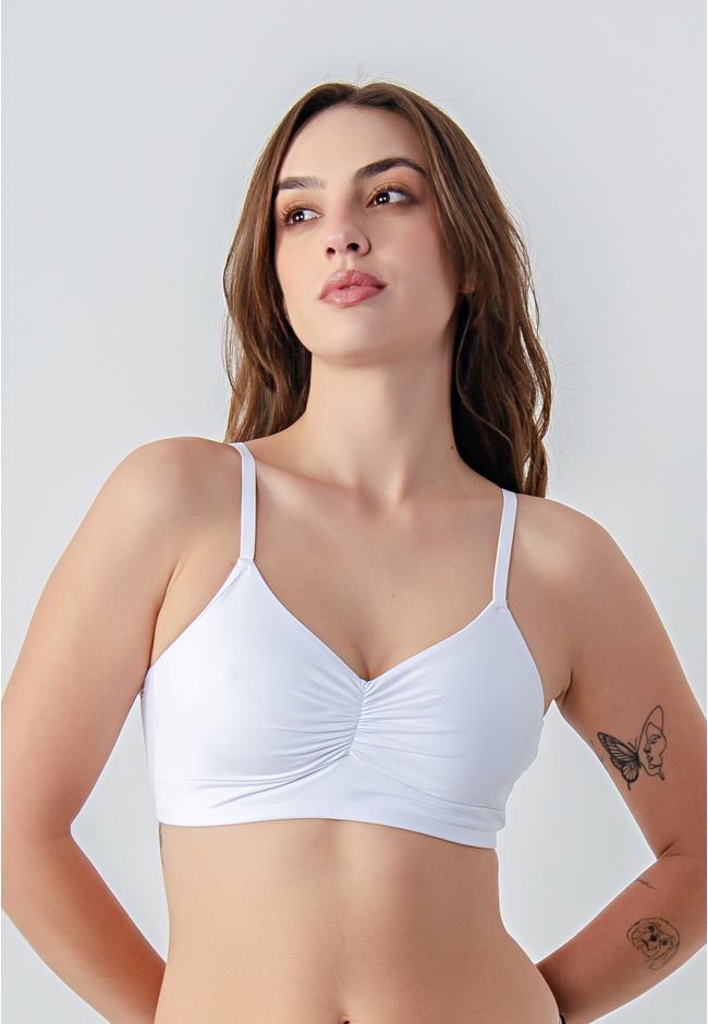 Sutiã Frelith Top Franzido Básico - BRANCO - FRELITH