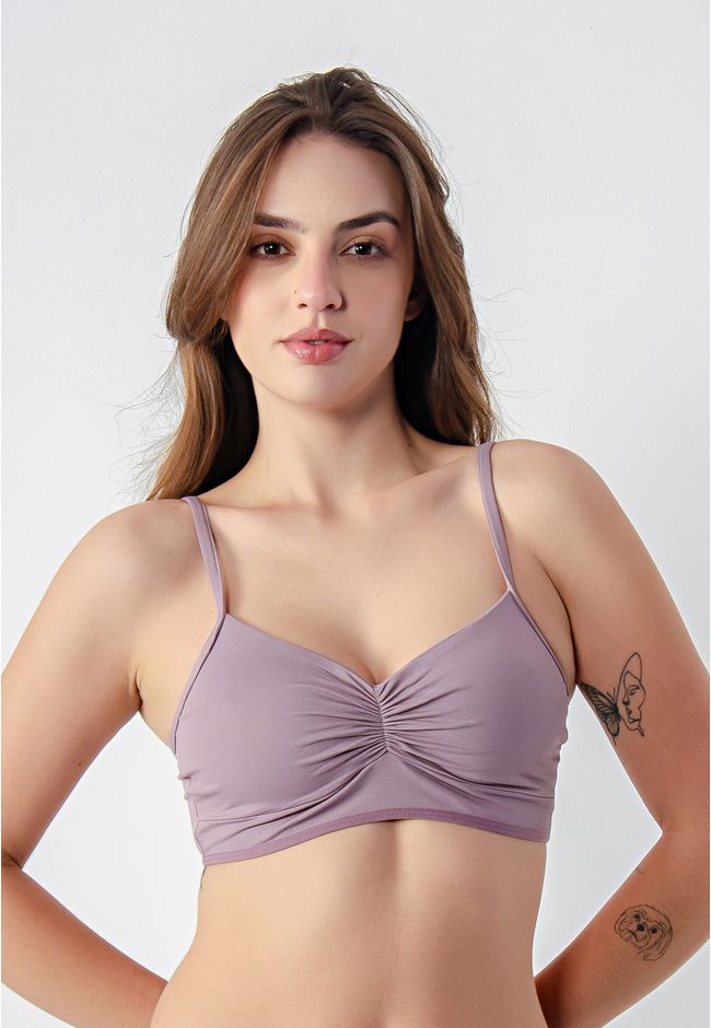 Sutiã Frelith Top Franzido Color - ROXO CLARO - FRELITH