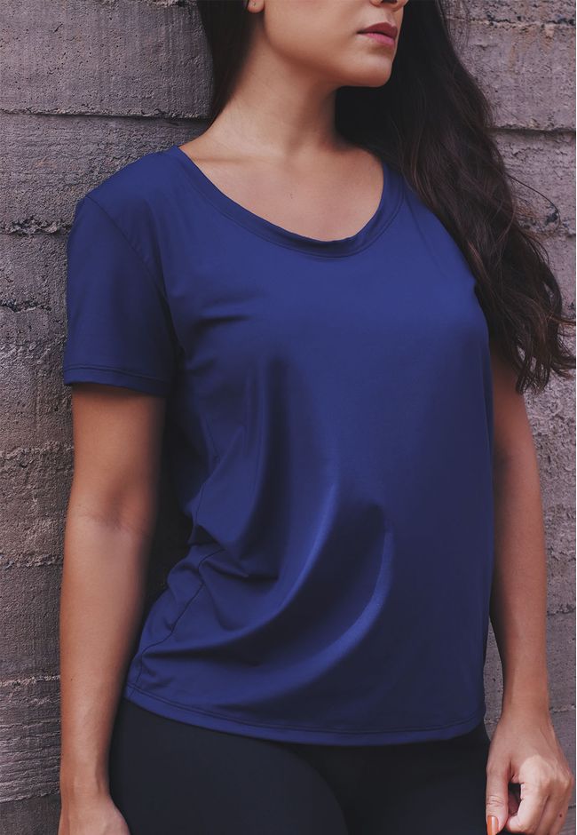 T-Shirt Fitness Frelith Lisa Básica - AZUL MARINHO - FRELITH