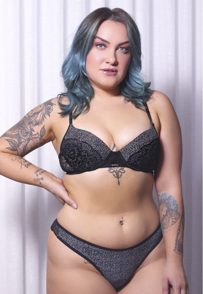 Conjunto Dublin Com Bojo e Fio em Microfibra e Ren... - FRELITH