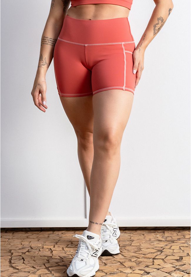 Short Fitness Costura Trançada Frelith - CORAL - FRELITH