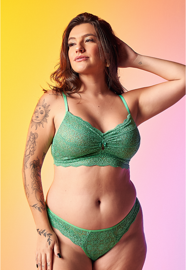 Conjunto Frelith Top sem Bojo Renda - VERDE - FRELITH