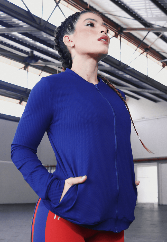 Jaqueta Fitness Frelith Textura Soleil - MARINHO