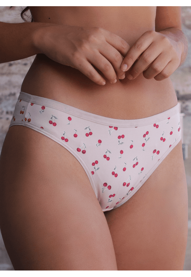 Kit 3 Calcinhas Cereja Vermelho Base em Microfibra... - FRELITH