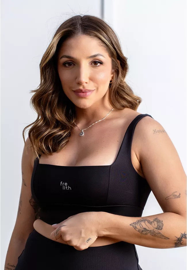 Top Fitness Frelith Quadrado - PRETO - FRELITH