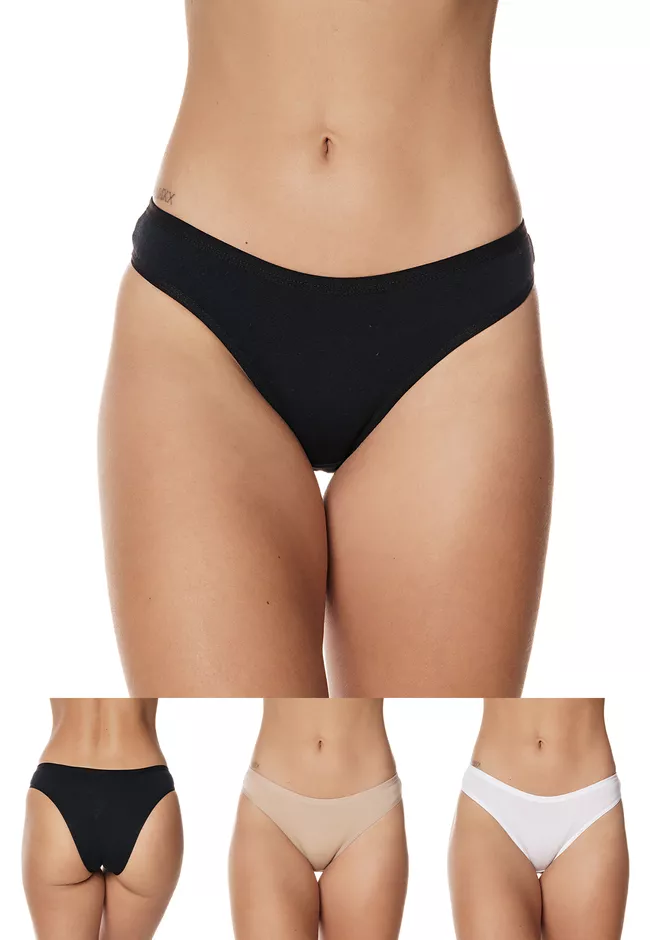 Kit 3 Calcinhas Básicas em Cotton Leve Branca Pret... - FRELITH