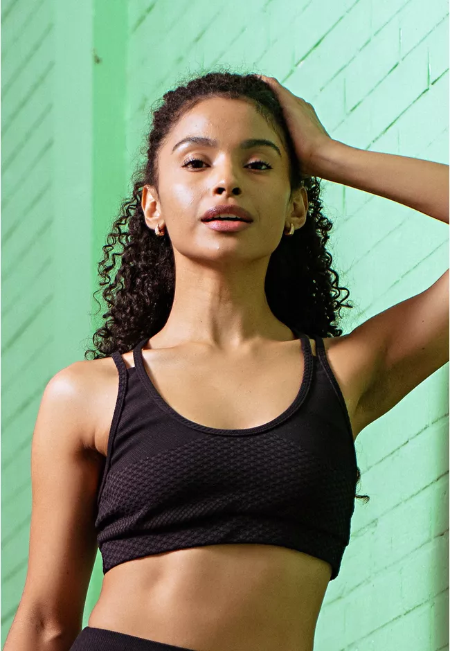Top Fitness Frelith Trabalhado Impulse - PRETO - FRELITH