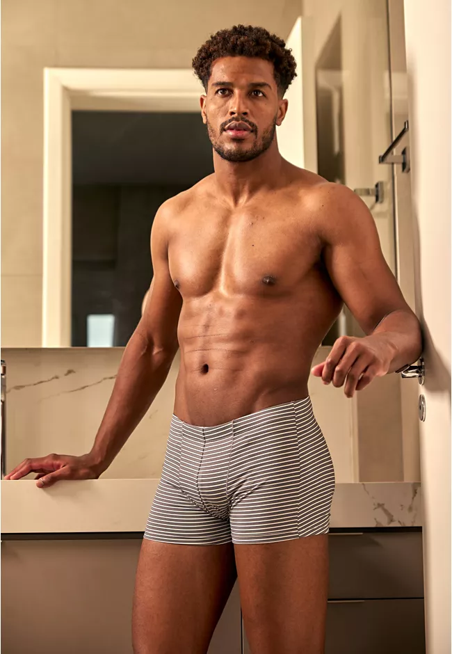Boxer Frelith com Listras Chumbo e Branco - ESTAMP... - FRELITH