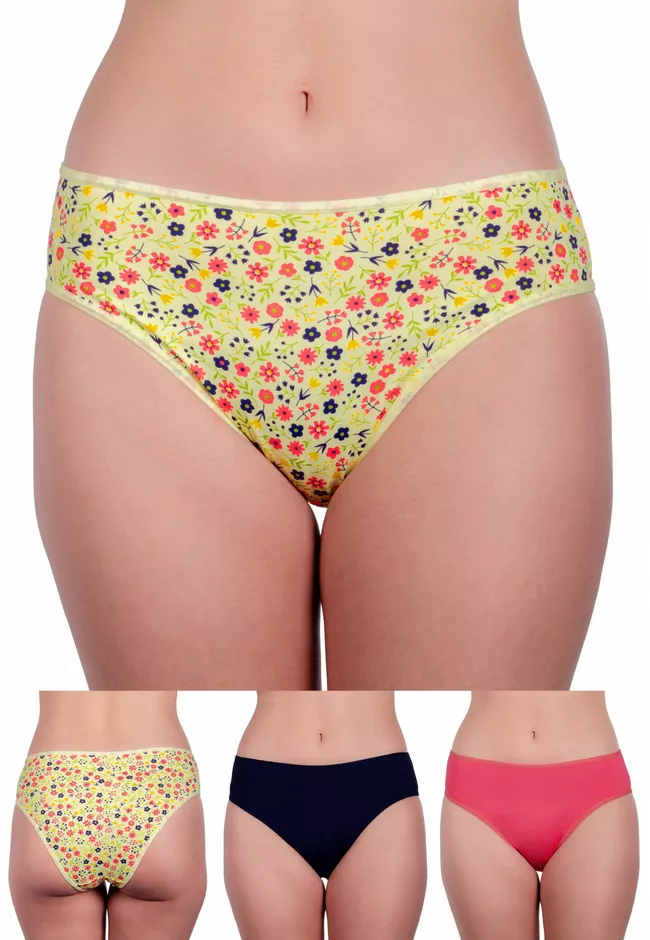 Kit 3 Calcinhas Leah Frelith Floral, Marinho e Pin... - FRELITH