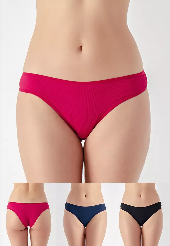 Kit 3 Calcinhas Sarah Frelith Marinho, Marsala e P... - FRELITH