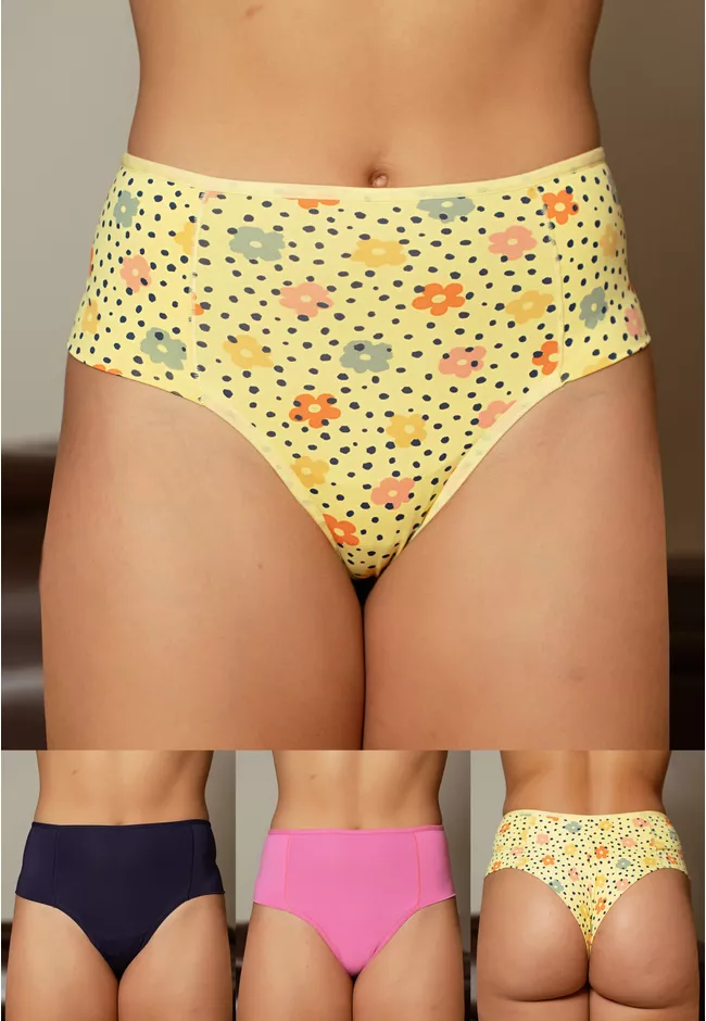 Kit 3 Fios Frelith Floral poá, marinho e rosa - ES... - FRELITH