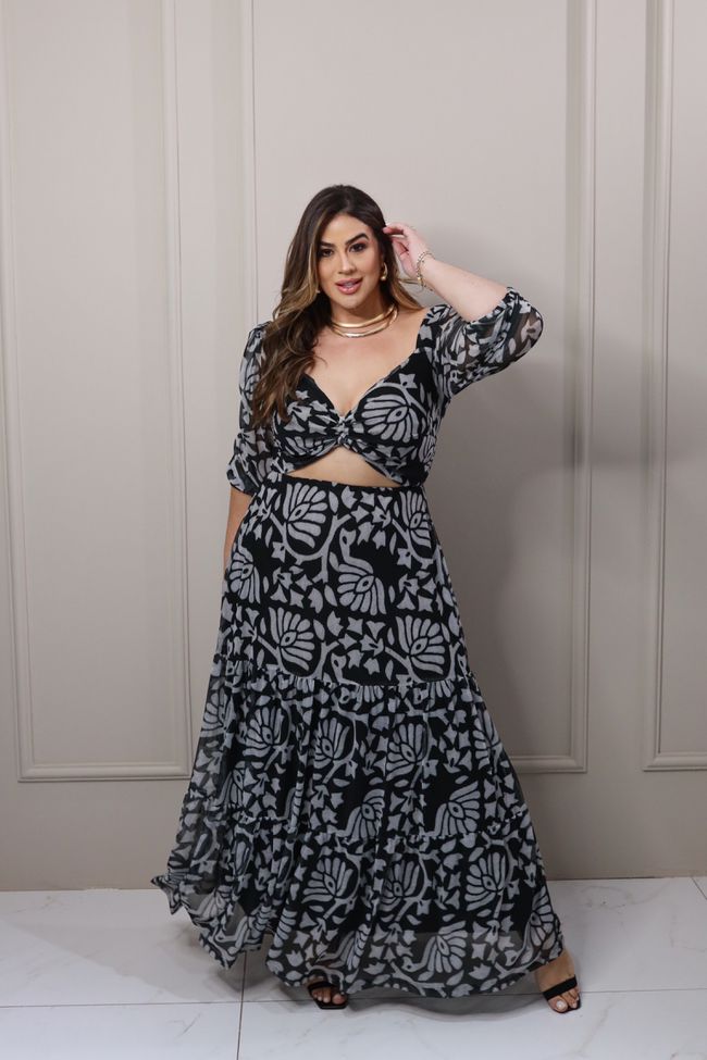 Vestido Brigite P&B - TA242294 - TAMTAUM PLUS SIZE FASHION