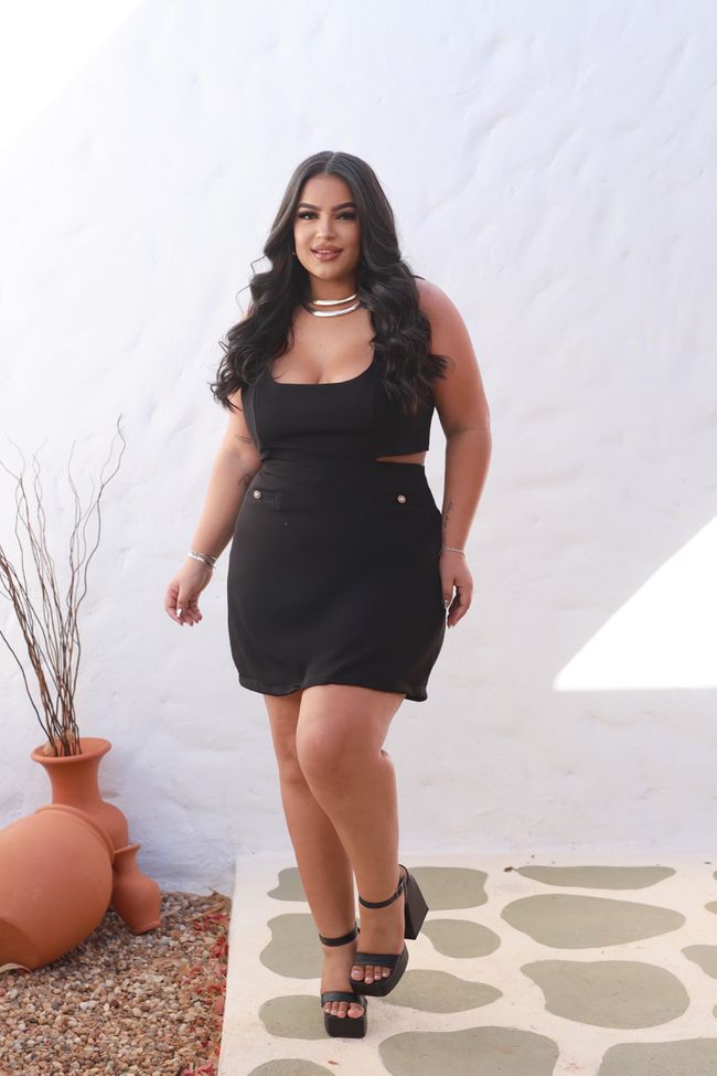 Vestido Cátia Black - TA242334 - TAMTAUM PLUS SIZE FASHION