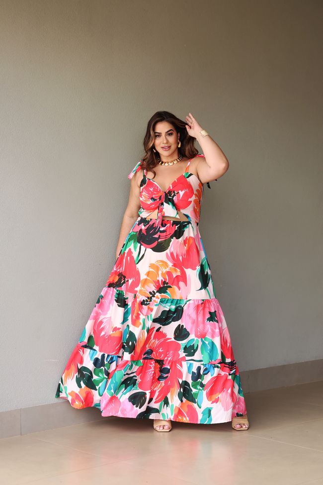Vestido Renata Flower - TA242351 - TAMTAUM PLUS SIZE FASHION