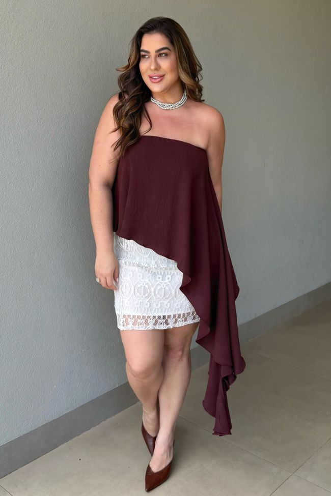 Blusa Stella Coffee - TA242419 - TAMTAUM PLUS SIZE FASHION