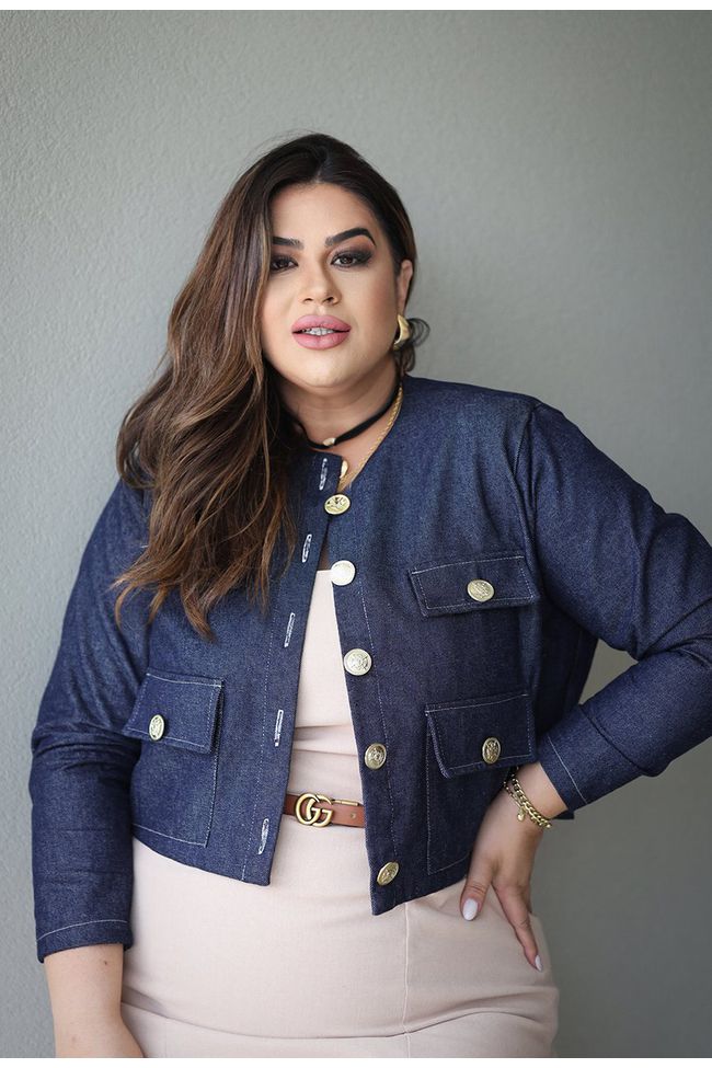 Jaqueta Isabela Denim - TA242063 - TAMTAUM PLUS SIZE FASHION