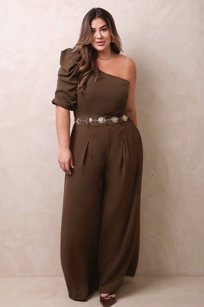 Calça Marcella Brown - TA242429 - TAMTAUM PLUS SIZE FASHION