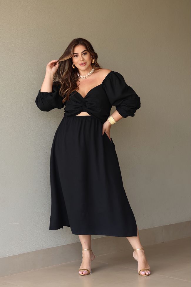 Vestido Camila Black - TA242354 - TAMTAUM PLUS SIZE FASHION