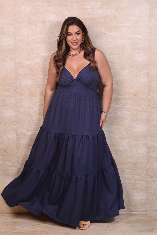 Vestido Mariah Blue - TA242333 - TAMTAUM PLUS SIZE FASHION