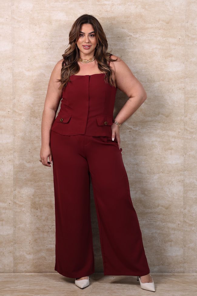 Conjunto Clair Wine - TA242517 - TAMTAUM PLUS SIZE FASHION