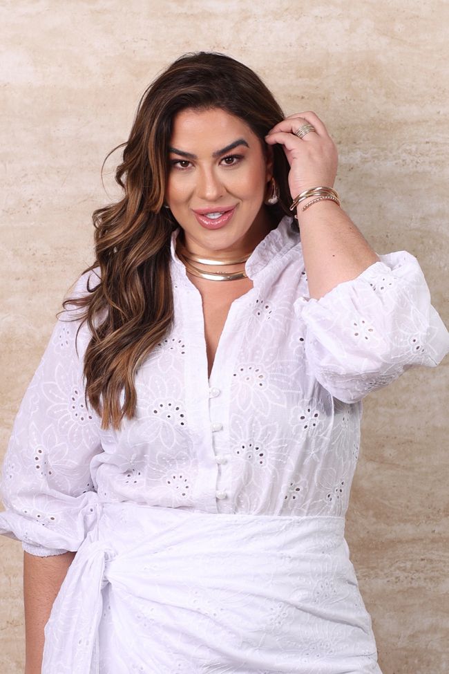 Camisa Olga White - TA242525 - TAMTAUM PLUS SIZE FASHION