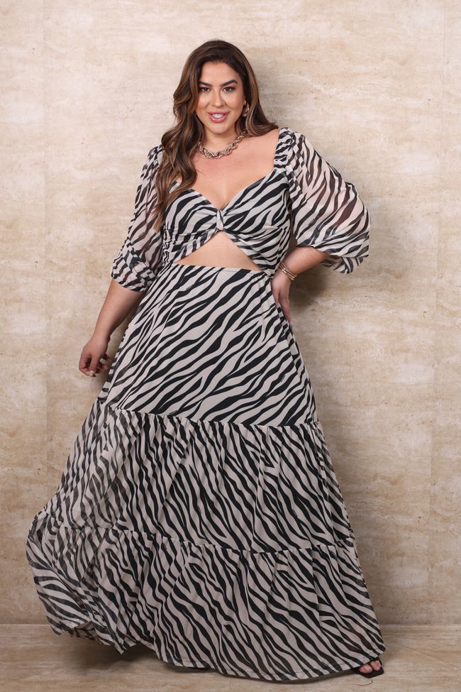 Vestido Brigite Zebra - TA242537 - TAMTAUM PLUS SIZE FASHION