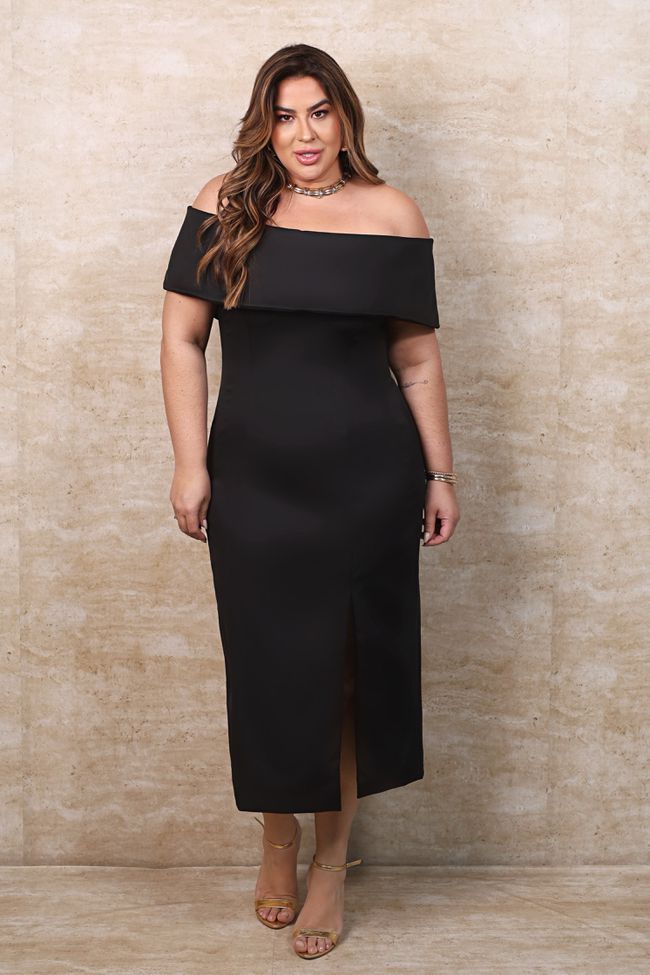 Vestido Luana Black - TA242539 - TAMTAUM PLUS SIZE FASHION