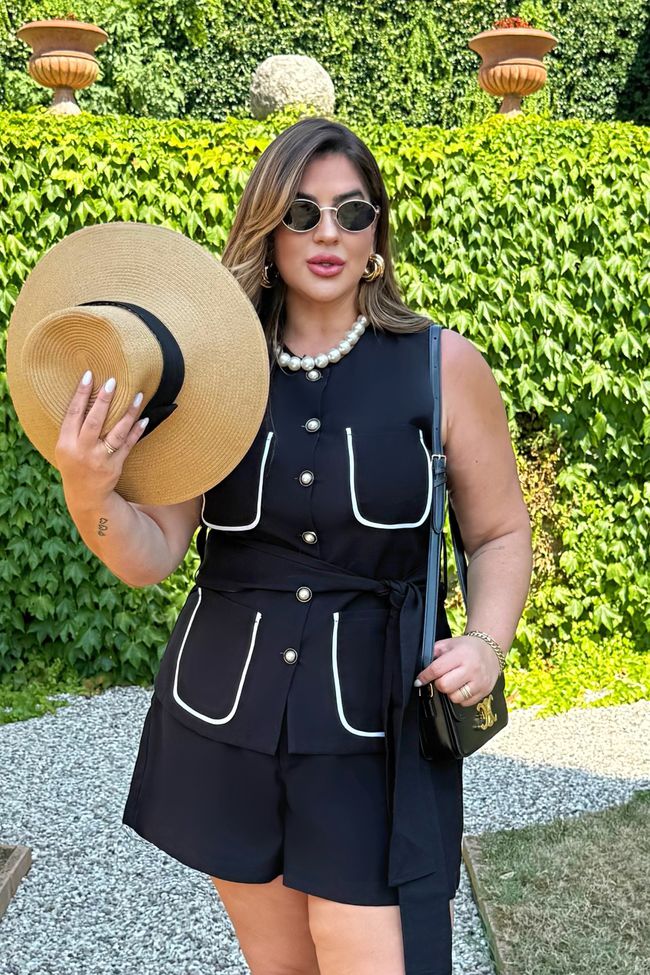Short Tânia Black - TA242548 - TAMTAUM PLUS SIZE FASHION