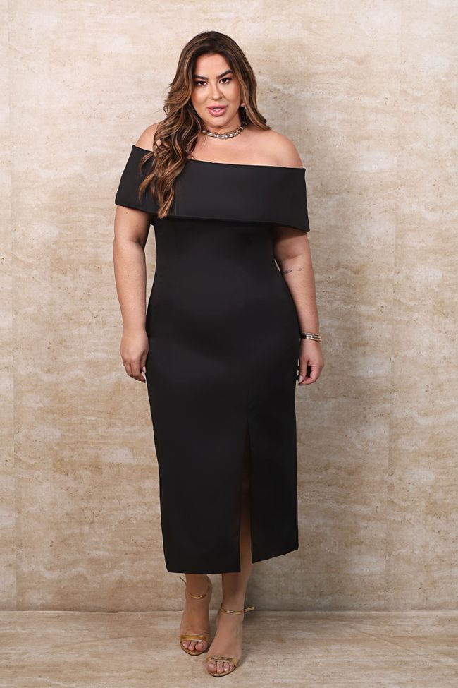 Vestido Luana Black - TA242539 - TAMTAUM PLUS SIZE FASHION