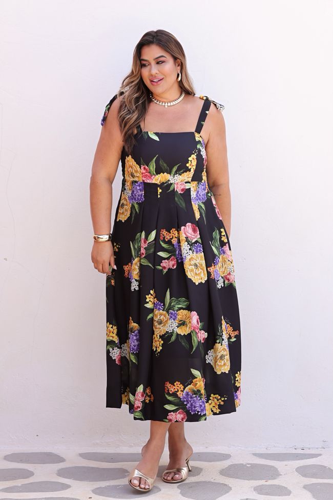 Vestido Adriele Floral - TA242572 - TAMTAUM PLUS SIZE FASHION