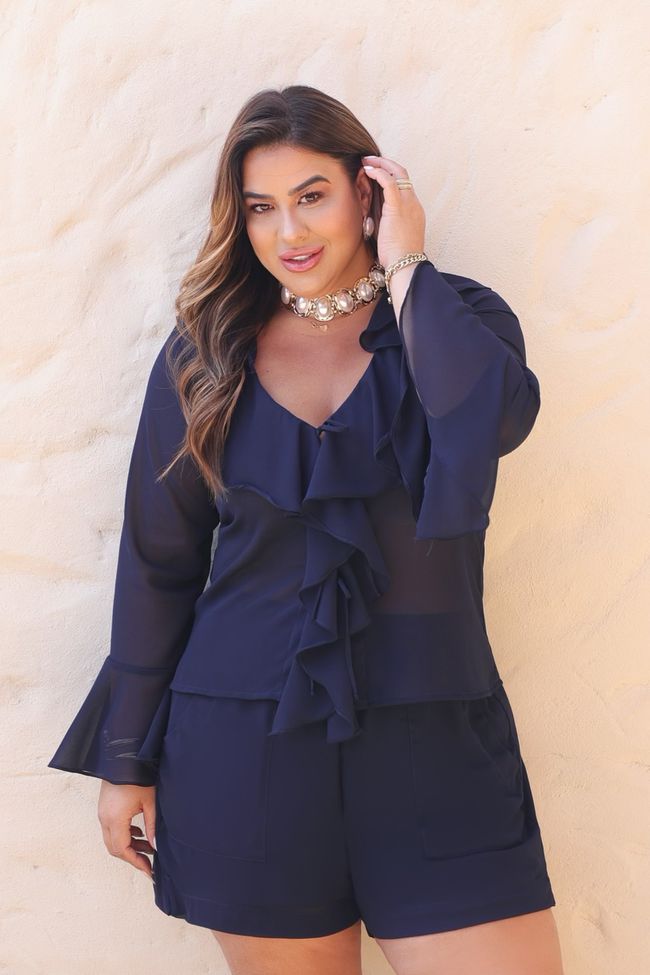 Short Thamara Marine - TA242578 - TAMTAUM PLUS SIZE FASHION
