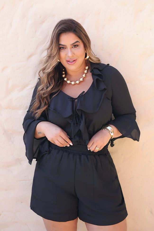 Short Thamara Black - TA242577 - TAMTAUM PLUS SIZE FASHION