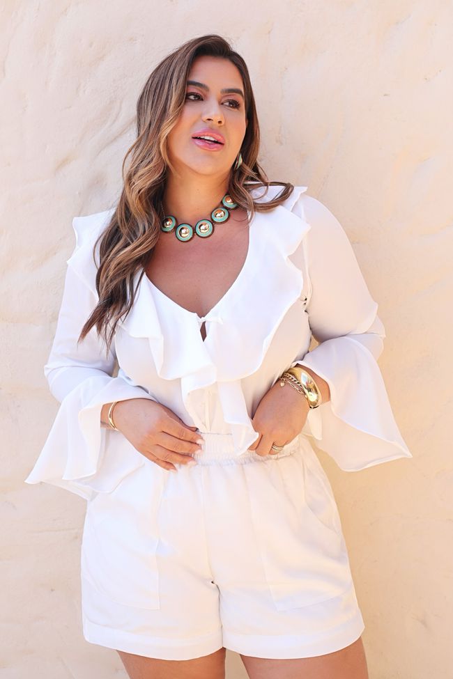 Short Thamara White - TA242579 - TAMTAUM PLUS SIZE FASHION